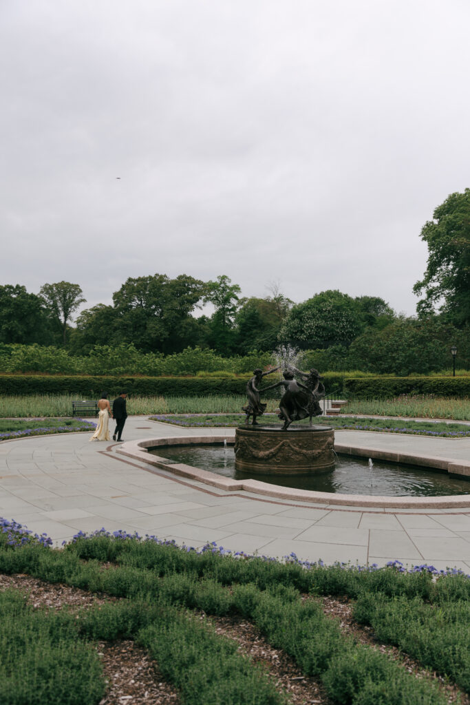 Burnett Fountain in The Conservatory Garden in Central Park | Burnett Fountain Engagement Session | Central Park Engagement Session | New York City Engagement Session, Film Engagement Session, Film Wedding Photographer |