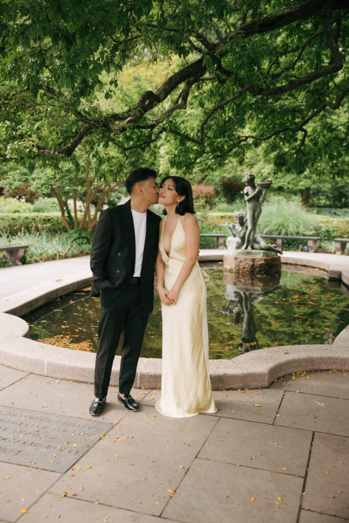 Burnett Fountain in The Conservatory Garden in Central Park | Burnett Fountain Engagement Session | Central Park Engagement Session | New York City Engagement Session, Film Engagement Session, Film Wedding Photographer |