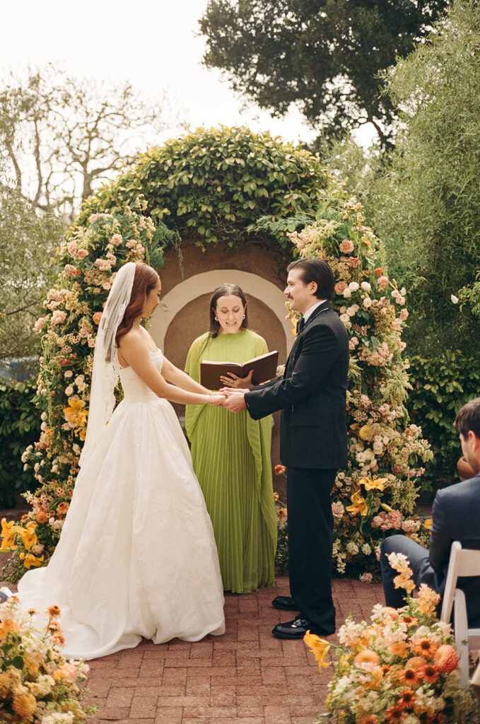 Documentary-style California wedding ceremony photographed on film