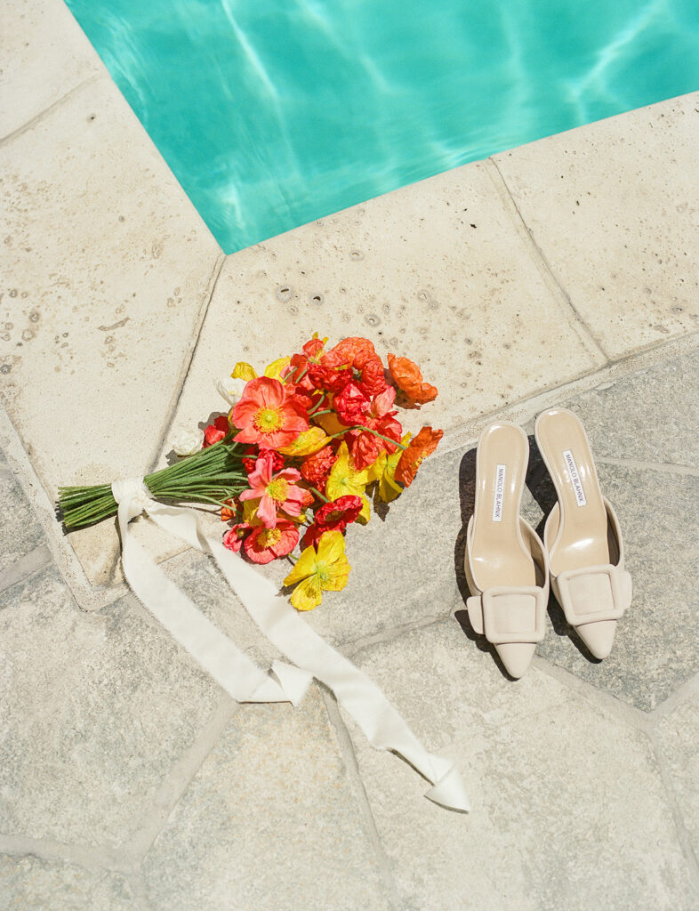 Wedding details photographed on film during a California wedding